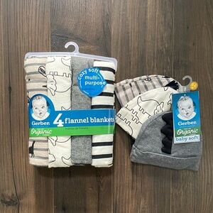 Gerber Dino Print Hats & Receiving Blankets